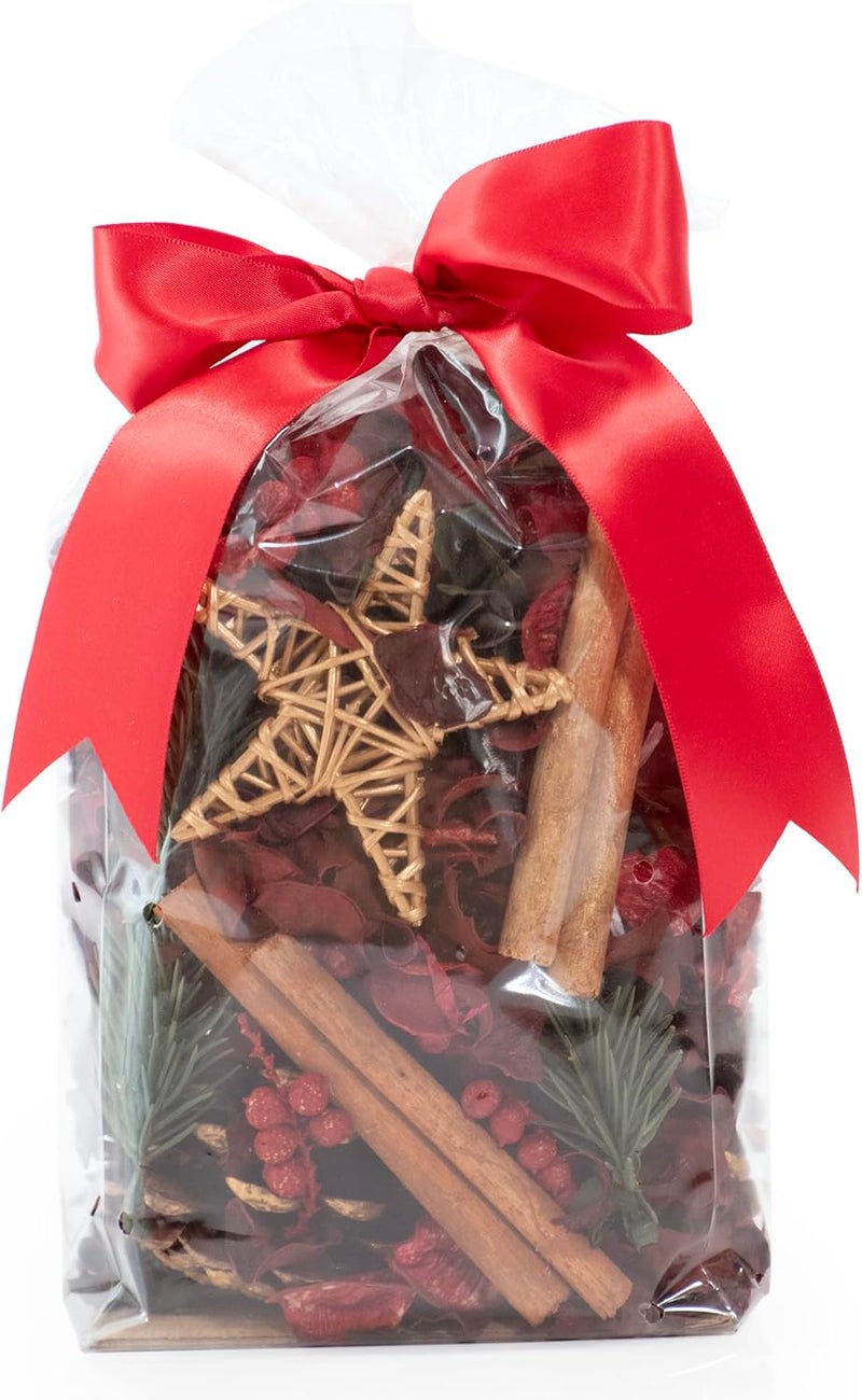 Naturally Cinnamon Fragrance Potpourri Bag Christmas Holiday Home Décor | Floral Petals Vase & Bowl Filler Decoration (Holiday Red) - Image 1